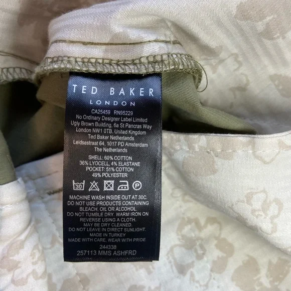 Ted Baker London Ashfrd Chino Shorts Sz 36 Pale Green Preppy Golf - Picture 7 of 9